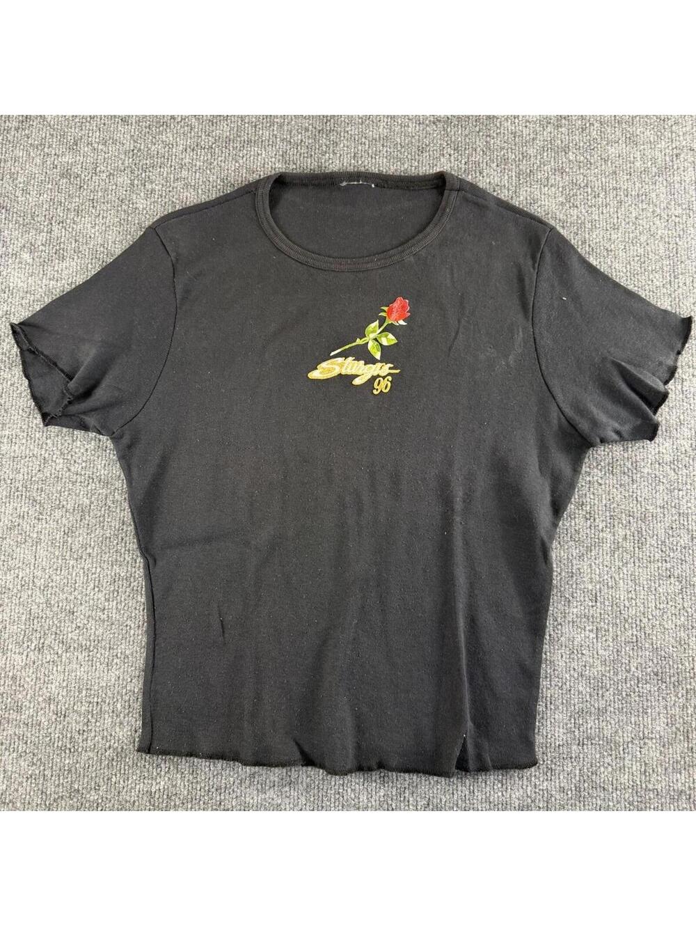 Vintage Women's Black Sturgis 1996 Rose T-Shirt Small - Biker, Retro, Harley tee